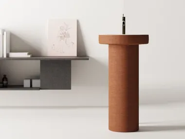 Lavabo rotondo freestanding in argilla refrattaria CENOTE Agape