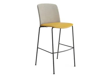 Sgabello alto in pelle e tessuto con gambe in metallo MIXU 02 Arper