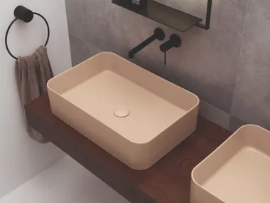 Lavabo rettangolare da appoggio in ceramica MATE Axa