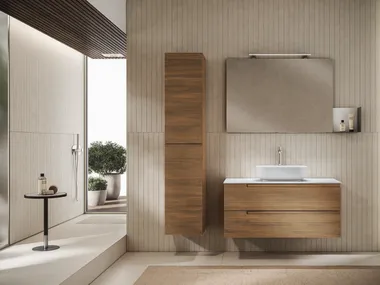 Mobile lavabo sospeso con cassetti, pensile e specchio SATURN 02 BMT