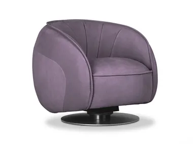 Poltrona girevole in pelle con braccioli LEON Baxter