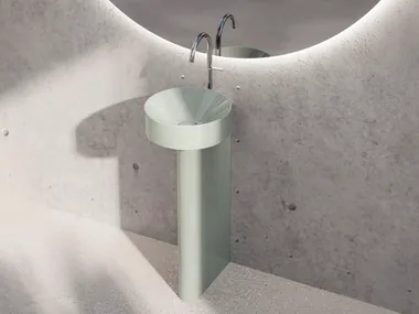 Lavabo rotondo freestanding in acciaio smaltato BETTESUNO PEDESTAL Bette