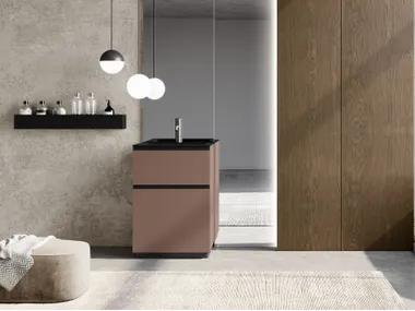 Mobile lavabo singolo a terra in Fenix con specchio LAPIS COMP. 8 Birex