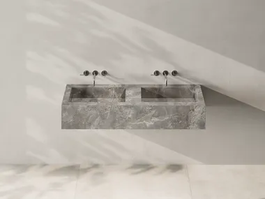 Lavabo sospeso doppio in gres porcellanato DOUBLE TRACE CERAMICA FONDOVALLE