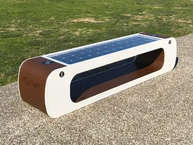 Panchina in acciaio senza schienale con presa USB e illuminazione integrata ELIOS CITYSì