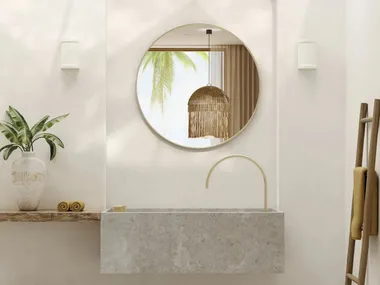 Lavabo singolo sospeso in pietra naturale PB BASIN - 120 COCOON