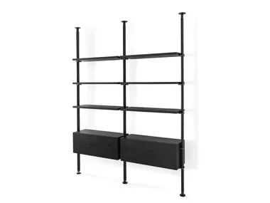 Libreria a giorno in lamiera con fissaggio pavimento-soffitto CLUSTER Calligaris