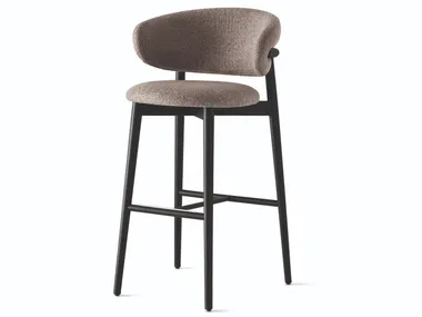 Sgabello alto imbottito con struttura in legno OLEANDRO Calligaris