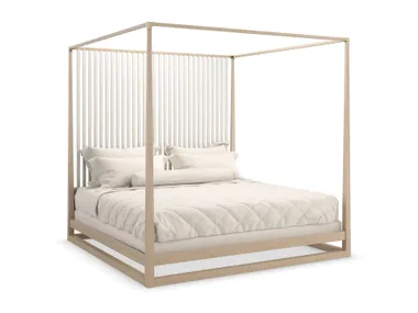 Letto king size matrimoniale in legno a baldacchino PINSTRIPE Caracole