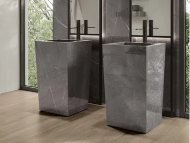 Lavabo quadrato freestanding in gres porcellanato antibatterico FLUID.50 Casalgrande Padana