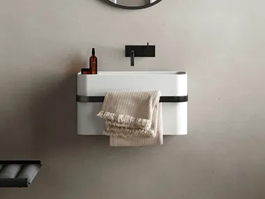 Lavabo sospeso in Acovi® con porta asciugamani YUNO RAIL 55 Copenhagen Bath