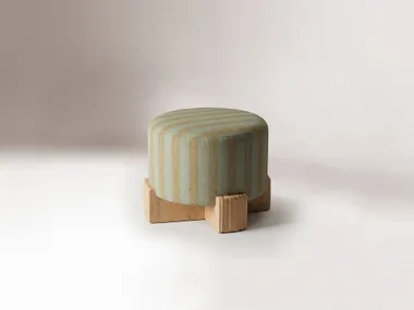 Pouf rotondo in legno e tessuto TWIN BIG DOOQ