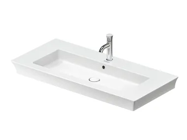 Lavabo rettangolare da appoggio in ceramica con troppopieno WHITE TULIP 236310 Duravit