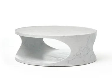 Tavolino rotondo basso in marmo di Carrara ROLL EPÒNIMO