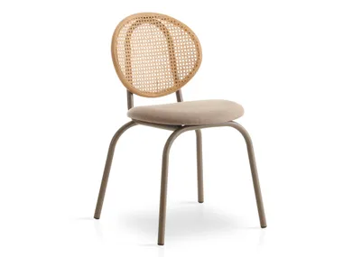 Sedia in rattan con cuscino integrato e base in metallo LOOP EXPORMIM