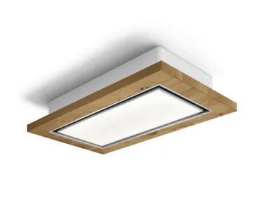 Cappa a soffitto in acciaio e legno con aspirazione perimetrale LULLABY Elica