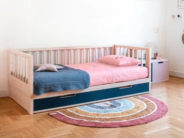 Letto singolo contenitore in legno naturale ETTINO NIDO Ettomio