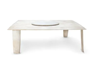 Tavolo da giardino quadrato in marmo con Lazy Susan BISCUIT Exteta