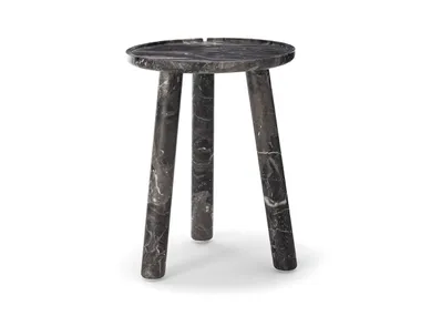 Tavolino rotondo alto in marmo Steven Black STONE ROUND Exteta