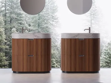 Mobile lavabo singolo in legno e marmo con cassetti MONO FALPER