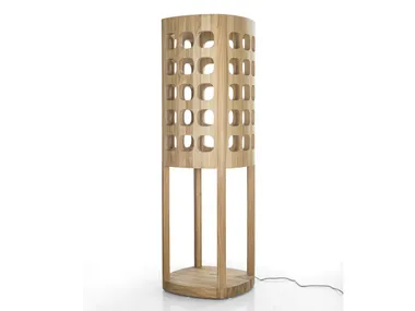 Lampada da terra a LED in legno massello FORELLA Riva 1920