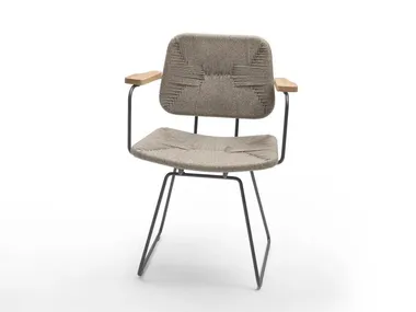 Sedia a slitta in corda con braccioli ECHOES Flexform