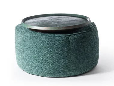 Pouf rotondo in tessuto con vassoio luminoso in poliuretano GIÒ GART