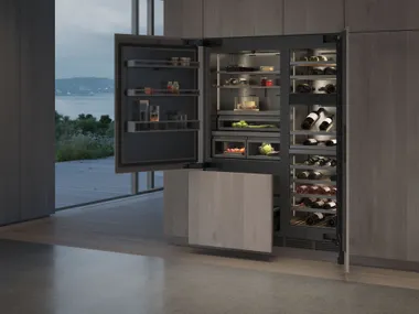 Frigorifero no frost combinato da incasso in acciaio inox RVB497190 Gaggenau