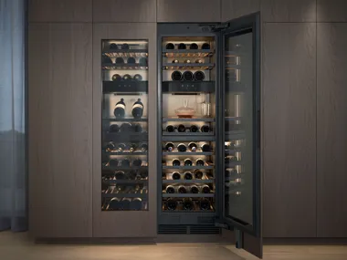 Cantinetta frigo da incasso in acciaio inox con anta in vetro RVW467170 Gaggenau