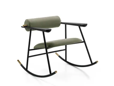 Sedia a dondolo con imbottitura in pelle LOULOU ROCK Gallotti&Radice