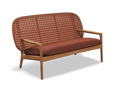 Panca da giardino in vimini e teak con braccioli e schienale KAY Gloster