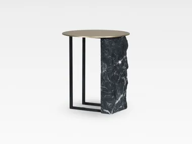 Tavolino rotondo in marmo Nero Marquina AIRE Greenapple