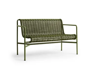 Panca da giardino con schienale HAY - PALISSADE CORD OLIVE In Stock