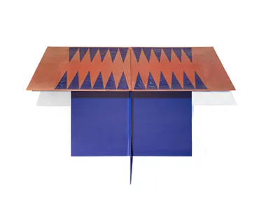 Tavolino da caffè rettangolare in acciaio inox con piano in rame ACROSS BACKGAMMON Incalmi