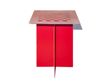 Tavolino quadrato in acciaio inox con piano in rame ACROSS DAMA Incalmi