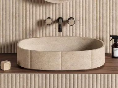 Lavabo ovale da appoggio in marmo SARTORIALE LUCE DI CARRARA