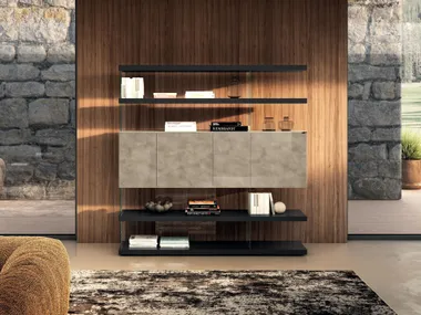 Libreria autoportante in legno e vetro con ante AIR - 2685 Lago