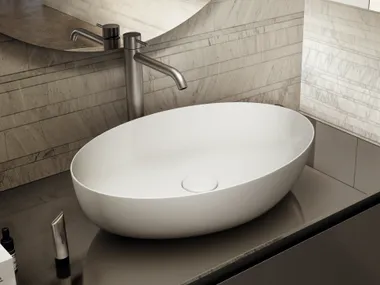 Lavabo ovale da appoggio in ceramica ELYSSA Lago