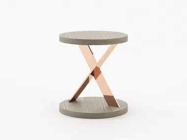 Tavolino rotondo in acciaio inox e legno SALLY Laskasas