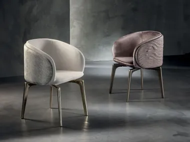 Sedia imbottita in tessuto con braccioli BLOSSOM Longhi