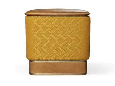 Pouf rettangolare in pelle e tessuto MONTPENSIER RED EDITION