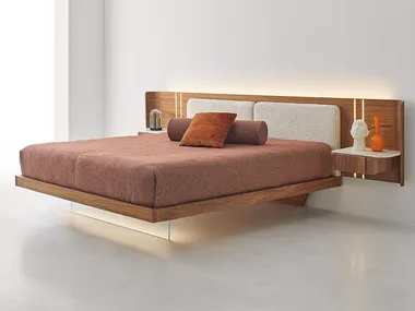 Letto matrimoniale in noce con comodini integrati BOOK Modesign