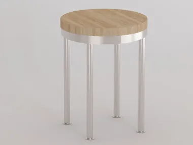 Sgabello basso in rovere e acciaio zincato SUPERNOVA Monotropa