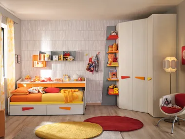 Cameretta con cabina armadio e letto su ruote KC319 Moretti Compact