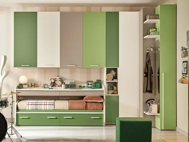 Cameretta a ponte con letto e scrivania su ruote KC418 Moretti Compact