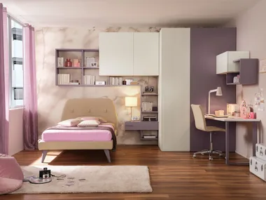 Camera da letto con cabina armadio e letto imbottito YC320 Moretti Compact