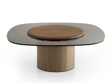 Tavolino in noce e vetro da salotto EGG Morica Design