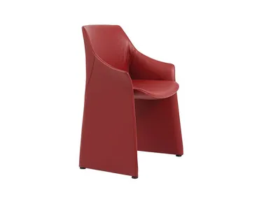 Sedia imbottita in pelle con braccioli WINDSOR Moschella