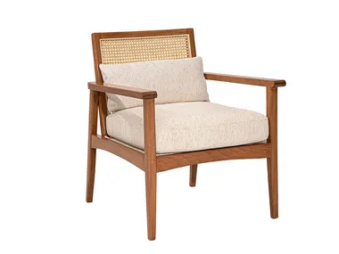 Poltrona in legno e vimini con braccioli CLAY NDESIGN