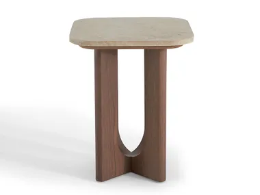Tavolino quadrato in legno con piano in travertino TIDU NDESIGN